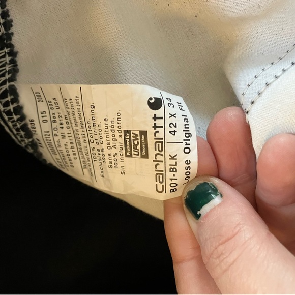 Carhartt Black Double Knee Loose Original Work Pants 42 x 34 - Picture 5 of 7